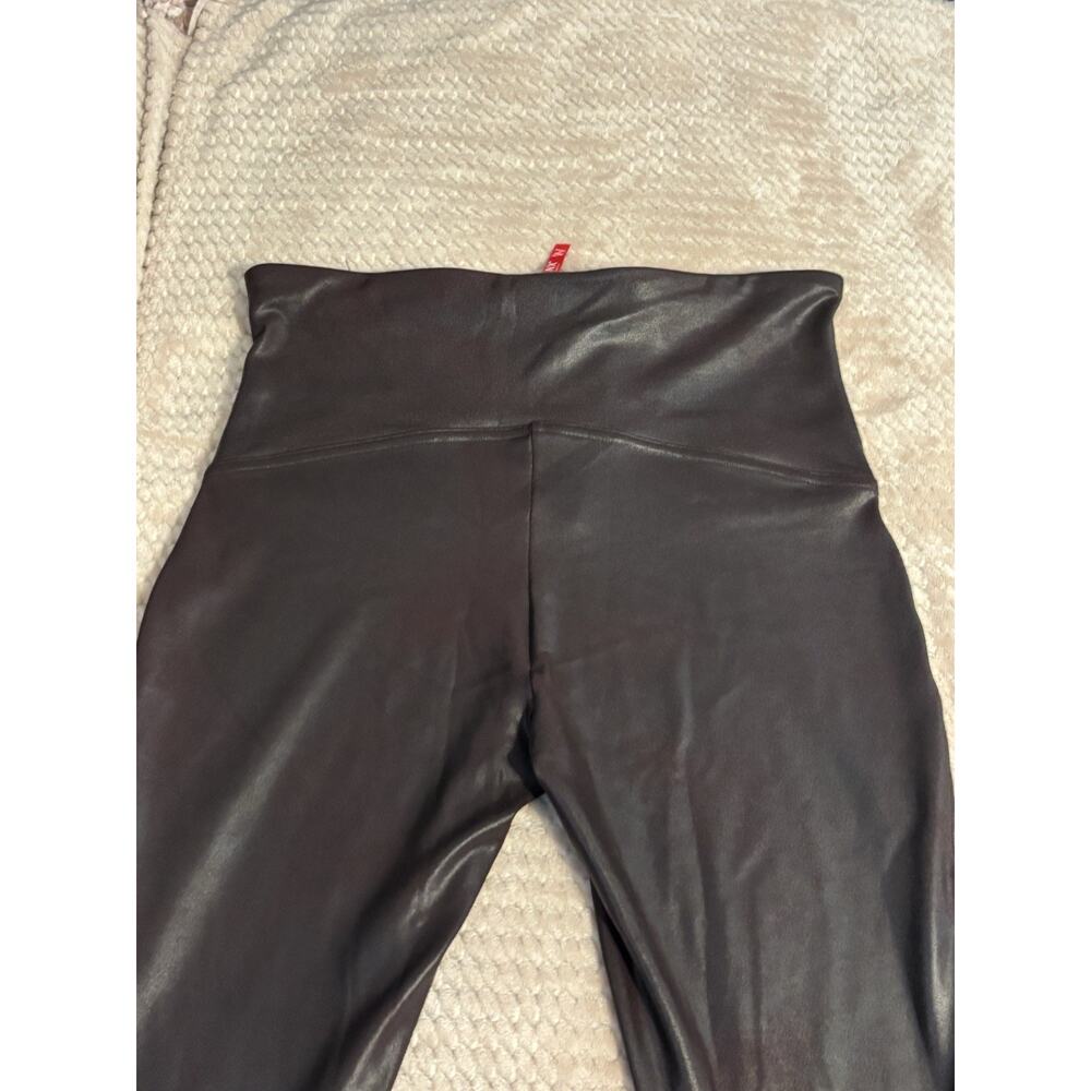 SPANX Women’s Brown Faux Leather Stretch Leggings, Ankle Style, Size XL - Picture 3 of 5